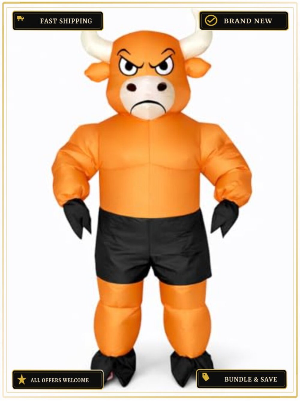 Adult Inflatable Bull Costume Blow Up Halloween Party Suit Unisex